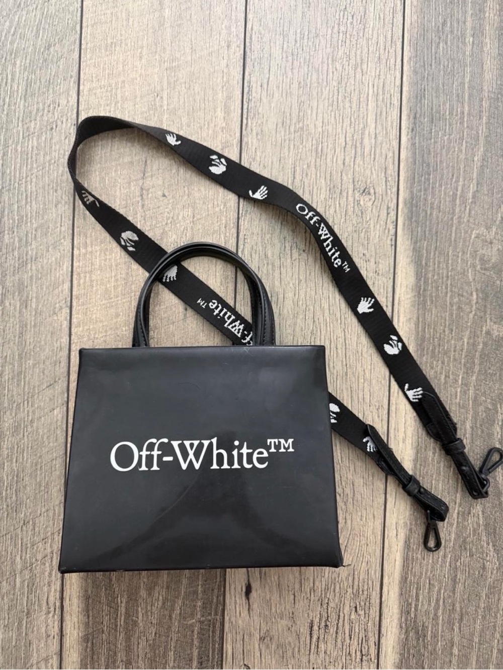 Off-White Black Logo Mini Tote with Branded Strap